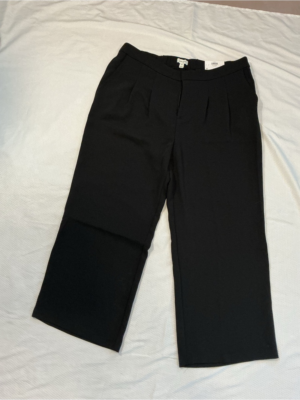 Wide Leg Cropped Black Pants for Women